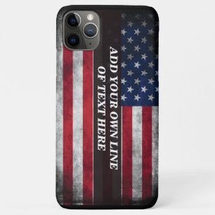 Capa Para iPhone 11 Pro Max Adicione seu texto na bandeira americana