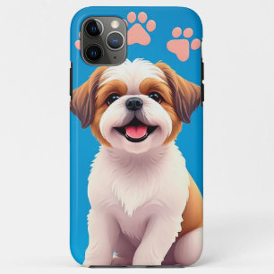 Capa Para iPhone 11 Pro Max 🐶✨ Adorável Cachorrinho de Desenho Animado Cheio 