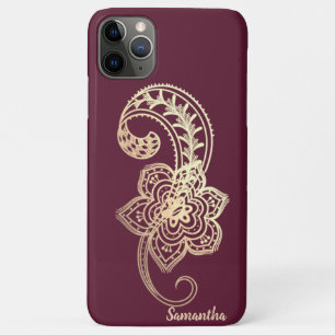 Capa Para iPhone 11 Pro Max Adorável Paisley Dourado Chic
