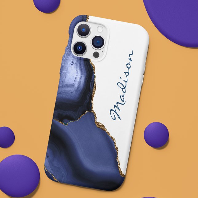 Capa Para iPhone 11 Pro Max Ágata Azul Marinho Personalizada (Criador carregado)