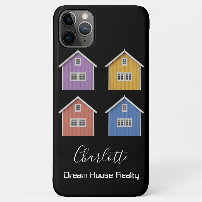 Capa Para iPhone 11 Pro Max Agente Imobiliário Preto Moderno (Verso)