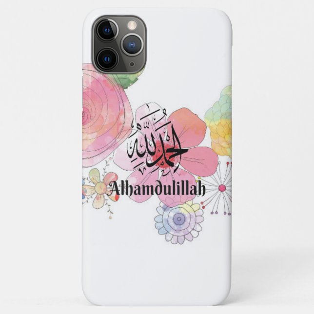 Capa Para iPhone 11 Pro Max Alhamdulillah Caligrafia islâmica árabe Arte (Verso)