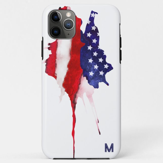 Capa Para iPhone 11 Pro Max *~* América Flag Antiga Glória Patriótica EUA Mono (Verso)