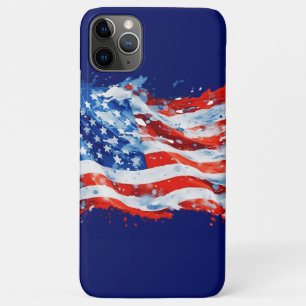 Capa Para iPhone 11 Pro Max American Flag USA Watercolor 4 de julho