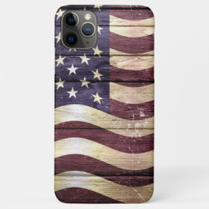 Capa Para iPhone 11 Pro Max American Flag Vintage Wood