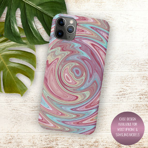 Capa Para iPhone 11 Pro Max Aqua Turquoise Blue Blush Swirl Art