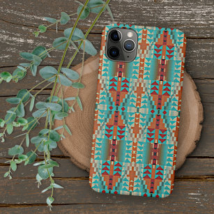 Capa Para iPhone 11 Pro Max Aqua Turquoise Terracotta Queimou Arte Tribal Lara