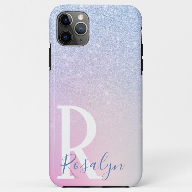 Capa Para iPhone 11 Pro Max Arco-íris azul-na moda, legante (Verso)