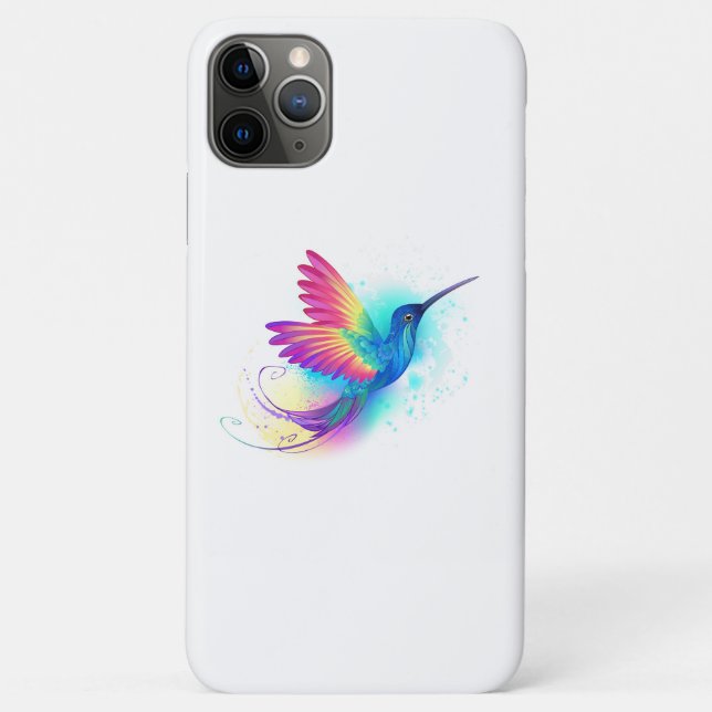 Capa Para iPhone 11 Pro Max Arco-Íris Exótico Hummingbird (Verso)