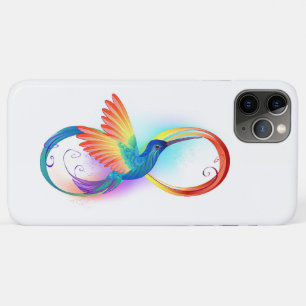 Capa Para iPhone 11 Pro Max Arco-íris Hummingbird com símbolo Infinito