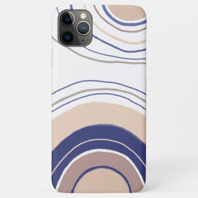 Capa Para iPhone 11 Pro Max Arcos de abstrato Boho - Azul e bege (Verso)