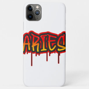 Capa Para iPhone 11 Pro Max ÁRIES Signo do Fogo Arte de Palavra Gotejante Tint