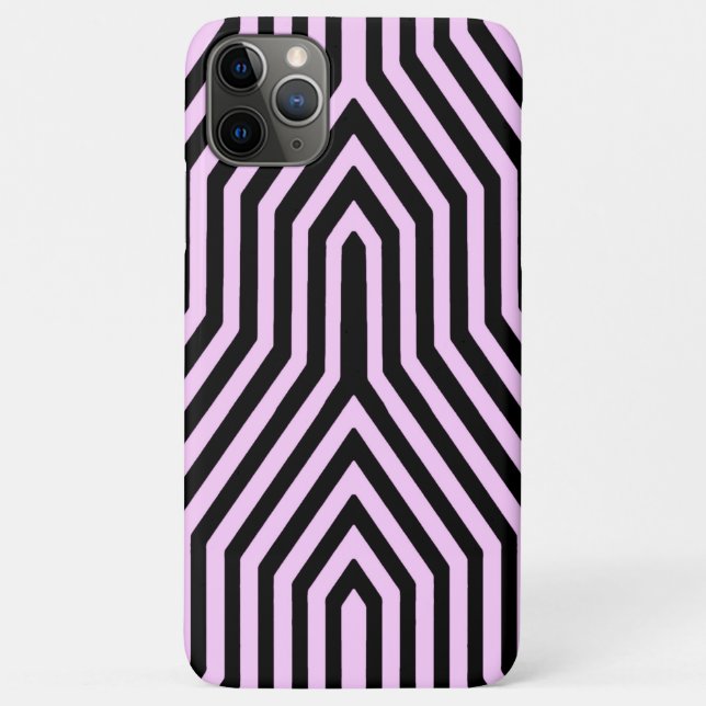 Capa Para iPhone 11 Pro Max Art Deco Geométrico - preto e rosa (Verso)