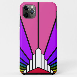 Capa Para iPhone 11 Pro Max Art deco sun no arco-íris