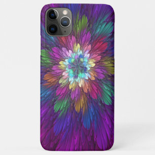 Capa Para iPhone 11 Pro Max Arte abstrata fractal de flor psicodélica colorida