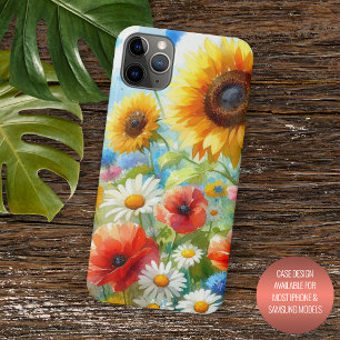 Capa Para iPhone 11 Pro Max Arte de Aquarela Floral Colorida de Flores Silvest
