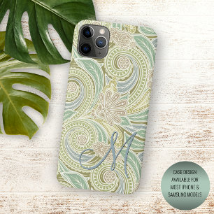 Capa Para iPhone 11 Pro Max Arte de Paisley Verde Amarelo Azul-Cor-de-Rosa Per