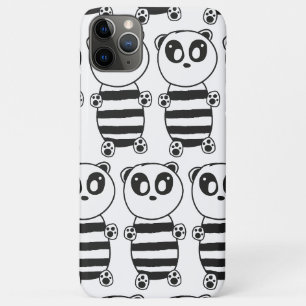 Capa Para iPhone 11 Pro Max Arte de Panda Preto e Branco Divertida