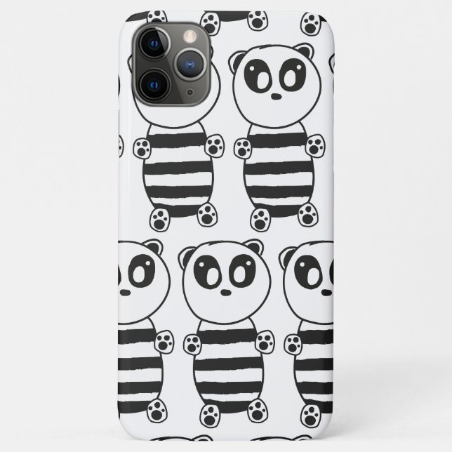 Capa Para iPhone 11 Pro Max Arte de Panda Preto e Branco Divertida (Verso)