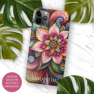 Capa Para iPhone 11 Pro Max Arte Floral Colorido Psicodélico Paisley