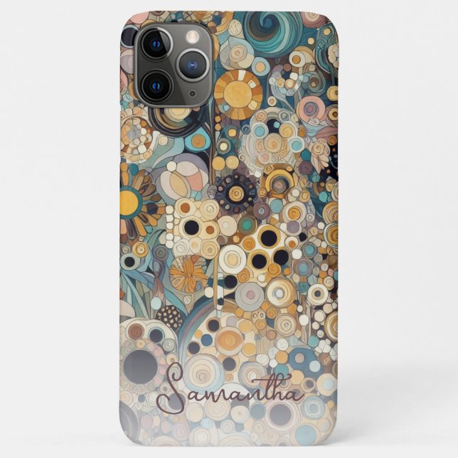 Capa Para iPhone 11 Pro Max Arte Floral Personalizada no Estilo Antigo Art Nou (Verso)