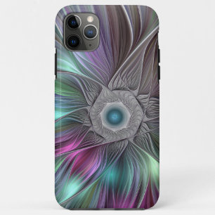 Capa Para iPhone 11 Pro Max Arte Fractal Colorida de Abstrato de Flor Grande