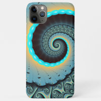 Arte fractal espiral abstrata azul turquesa laranj