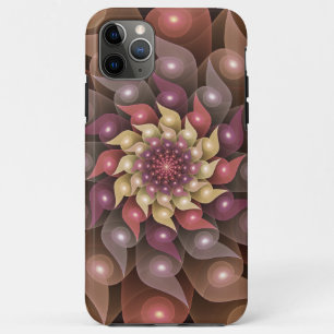 Capa Para iPhone 11 Pro Max Arte Fractal Moderna Abstrato de Flor Shiny Surrea