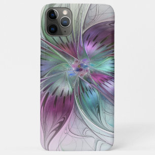 Capa Para iPhone 11 Pro Max Arte Fractal Moderna Floral Colorida Abstrato