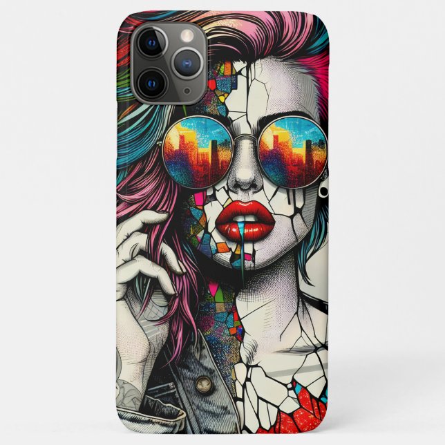Capa Para iPhone 11 Pro Max Arte Grunge | Mulher Abstrata Fragmentada (Verso)