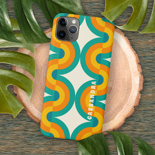 Capa Para iPhone 11 Pro Max Arte personalizado azul teal verde laranja meio do