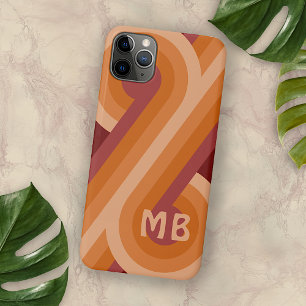 Capa Para iPhone 11 Pro Max Arte Retro Laranja Escuro Marrom Vermelho Personal
