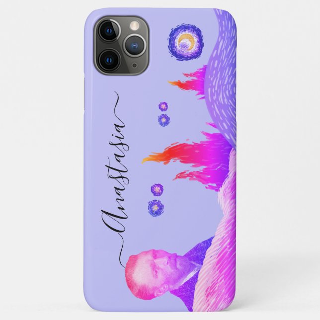 Capa Para iPhone 11 Pro Max artist Starry Night editable violet (Verso)