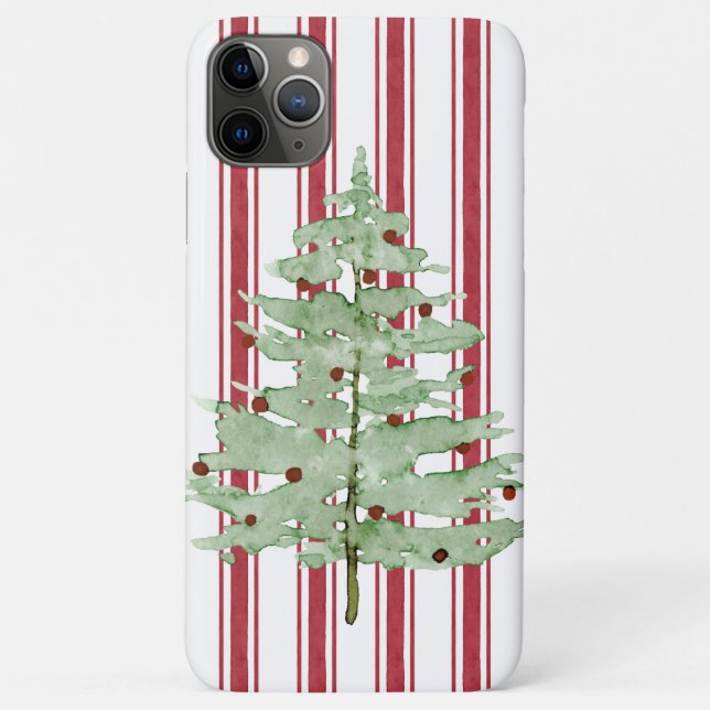 Capa Para iPhone 11 Pro Max Árvore de Natal da Farmhouse Vermelha (Verso)