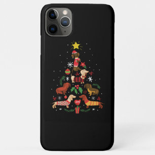 Capa Para iPhone 11 Pro Max Árvore de Natal Engraçado Dachshund