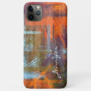 Capa Para iPhone 11 Pro Max Aspecto Colorido Moderno dos Grãos de Madeira