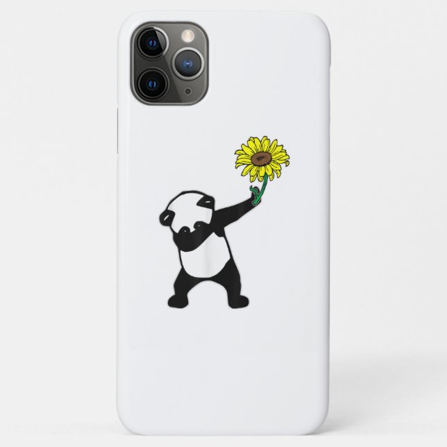 Capa Para iPhone 11 Pro Max Autista | Dabbing Panda Bear Sunflower (Verso)
