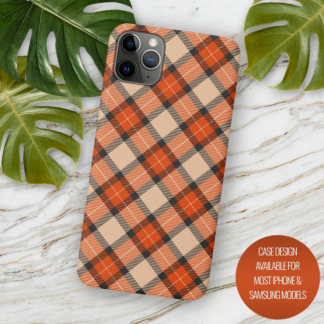 Capa Para iPhone 11 Pro Max Autumn Pumpkin Orange Brown Tartan Padrão (Criador carregado)