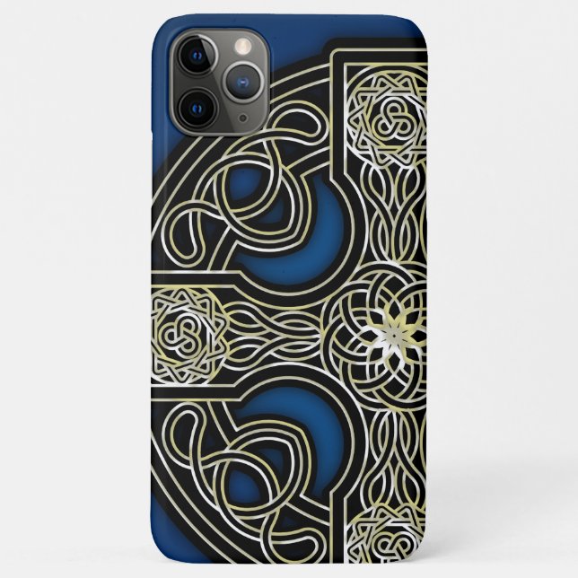Capa Para iPhone 11 Pro Max Azul-cruzado celta (Verso)