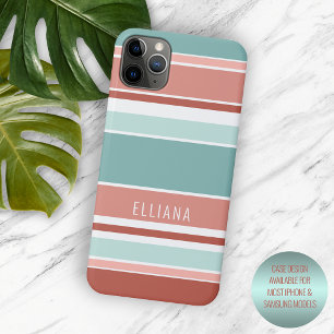 Capa Para iPhone 11 Pro Max Azul Turquesa Coral Vermelho Pêssego Laranja Listr
