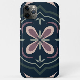 Capa Para iPhone 11 Pro Max Azulejos Florais Geométricos Terrosos