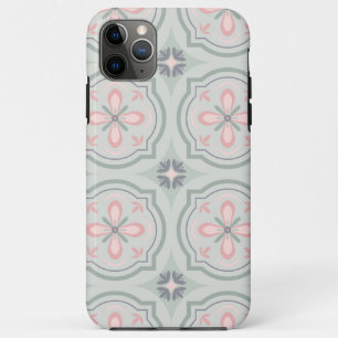 Capa Para iPhone 11 Pro Max Azulejos Florais Verde Pastel