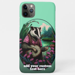 Capa Para iPhone 11 Pro Max Badger Jogando Banjo Wildflower Cottagecore Person