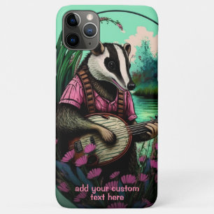 Capa Para iPhone 11 Pro Max Badger Jogando Banjo Wildflower Cottagecore Person