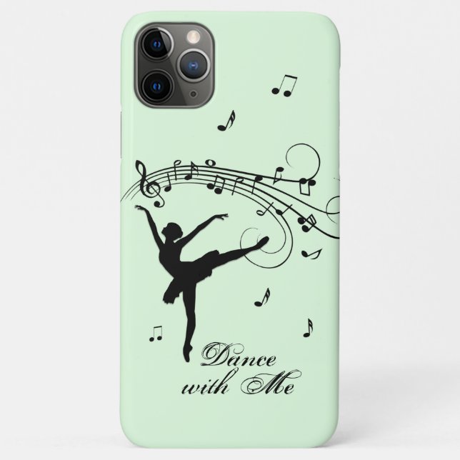 Capa Para iPhone 11 Pro Max Bailarina Dançando com Música Verde (Verso)
