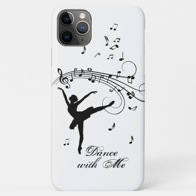 Capa Para iPhone 11 Pro Max Bailarina Dançando com Notas Musicais (Verso)