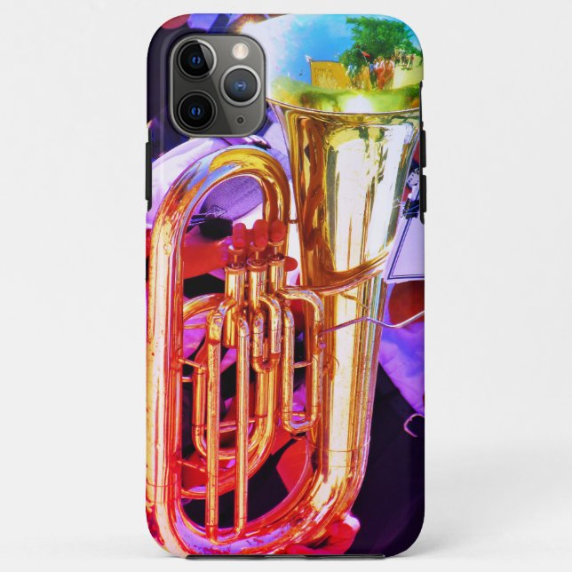 Capa Para iPhone 11 Pro Max Banda de Metais Reflexos de Tuba Brilhante (Verso)