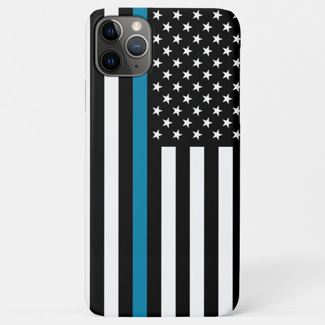 Capa Para iPhone 11 Pro Max Bandeira americana fina de Blue Line (Verso)