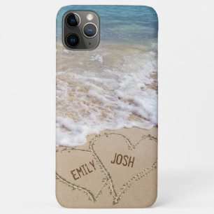 Capa Para iPhone 11 Pro Max Beach Sand Hearts com nomes
