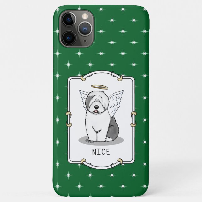 Capa Para iPhone 11 Pro Max Belo Anjo - Cãozinho Inglês (Cinza 1) - Bonito (Verso)
